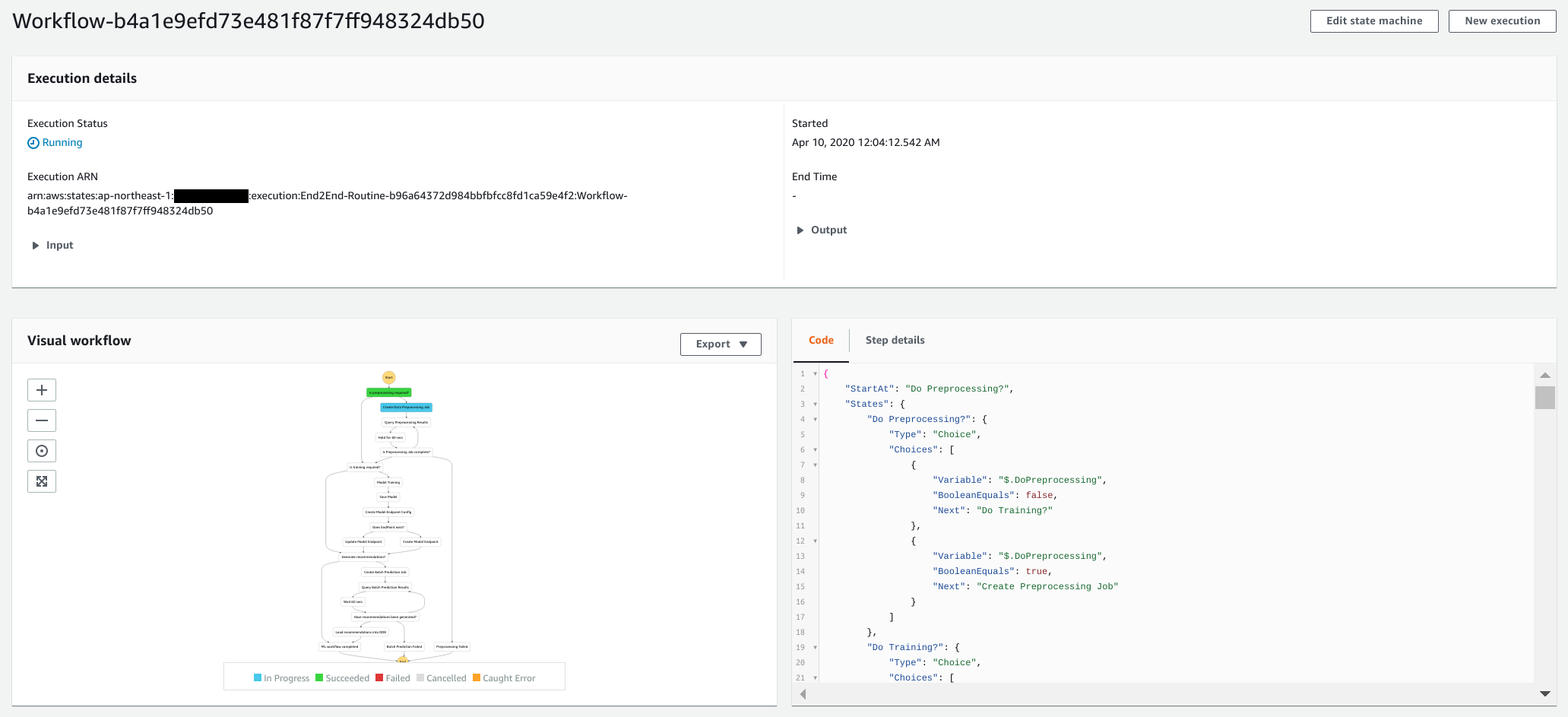 Figure 4: A running execution of the workflow